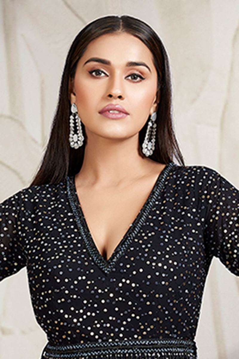 Lovely Black Georgette Designer Anarkali Suit for Party